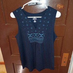 EUC Sherpa Adventure Gear Navy Blue Sleeveless Boho Blouse M